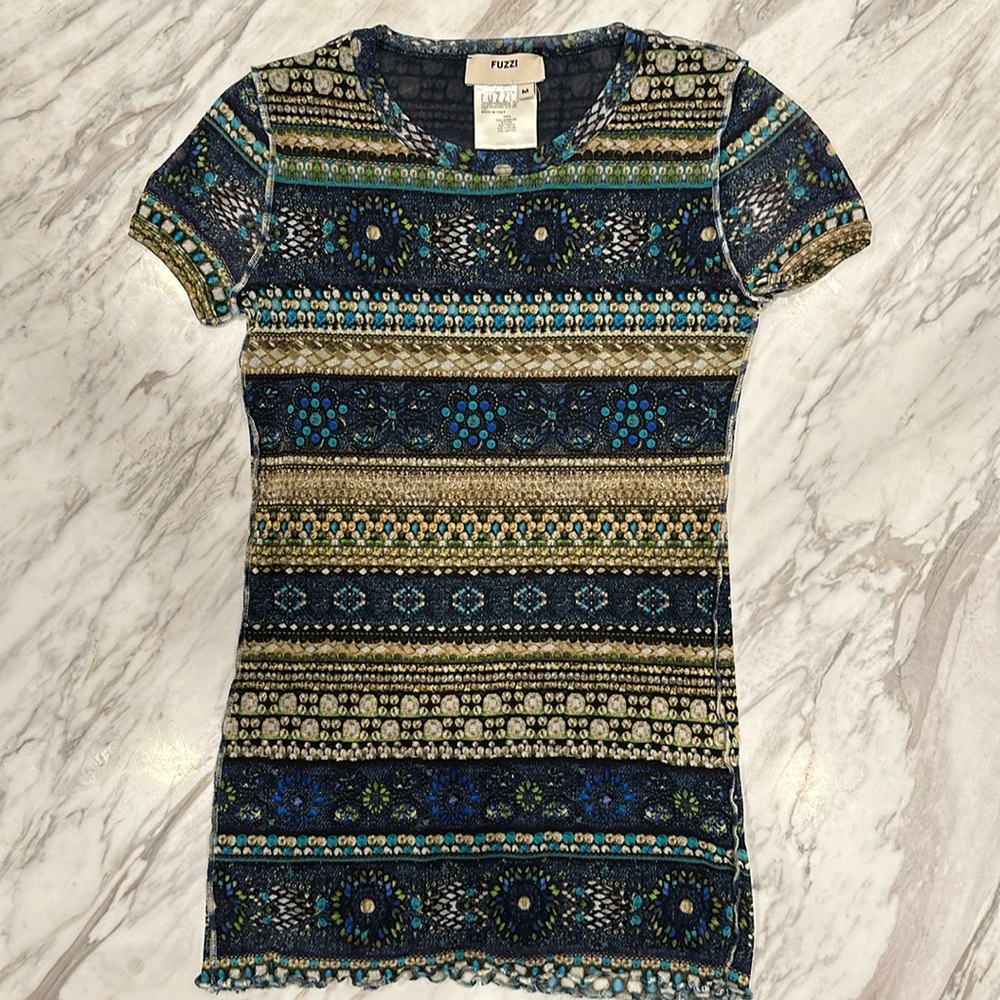 Jean Paul Gaultier Fuzzi Mesh Multicolor Patterned Top